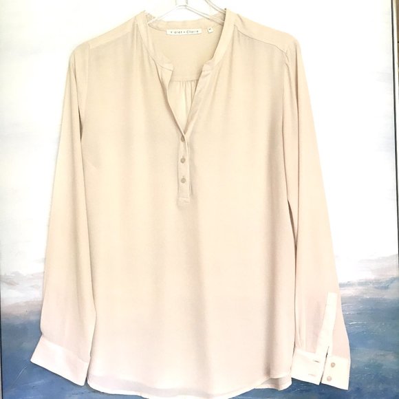 Ivory Front Button Blouse | Size Medium - Picture 1 of 6